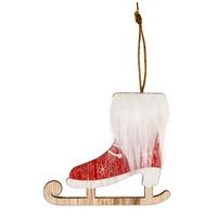 Függődísz Kétféle - natúr színű/piros, Basics, faalapú anyag (0,2/8/11cm)