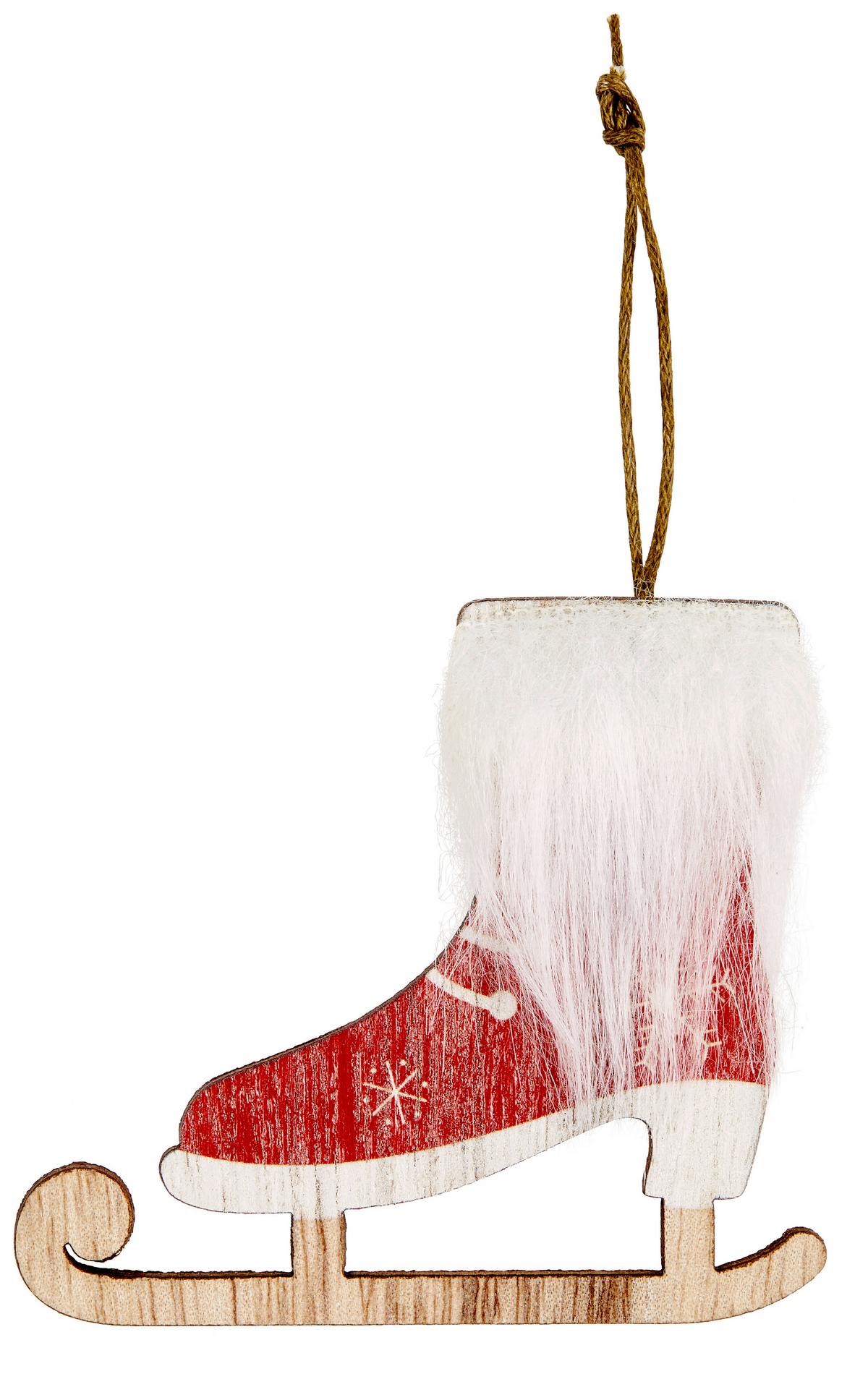 Függődísz Kétféle - natúr színű/piros, Basics, faalapú anyag (0,2/8/11cm)