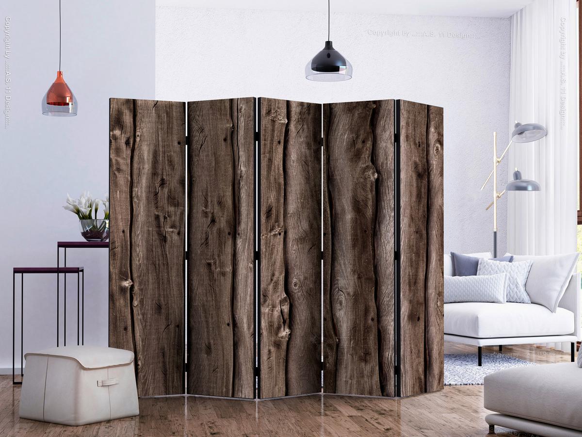 Paravent Cappuccino Graubraun B: 225cm - Graubraun/Cappuccino, Basics, Holz/Textil (225/172/3cm) - artgeist