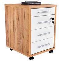 Kontajner na kolieskach PROFI - biela/farba duba, Modern, kompozitné drevo (43/62/48cm) - Ondega