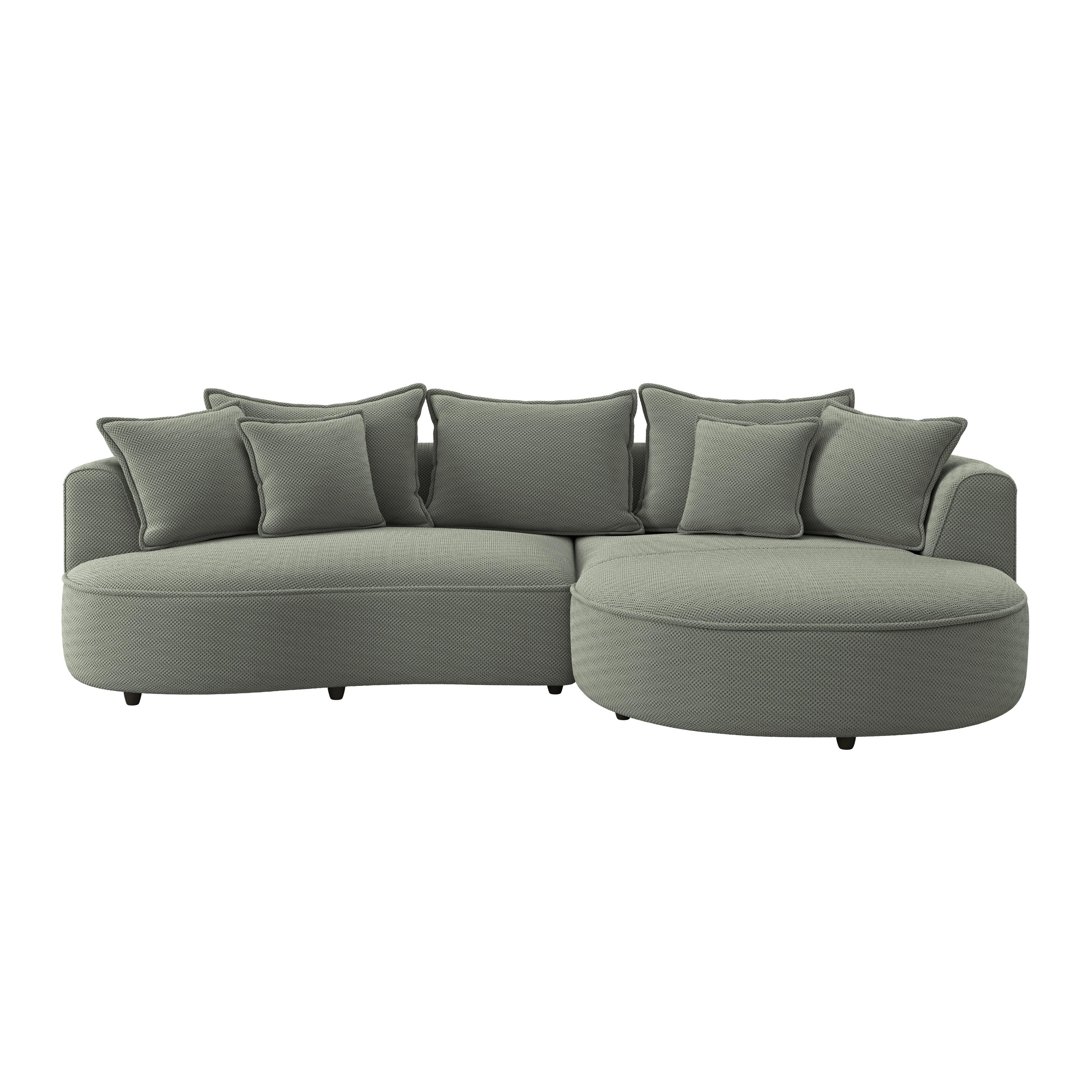 Rohová sedačka LEVI, pravá, zelená, se 7 polštáři - černá/zelená, Moderní, textil/plast (287/168cm)