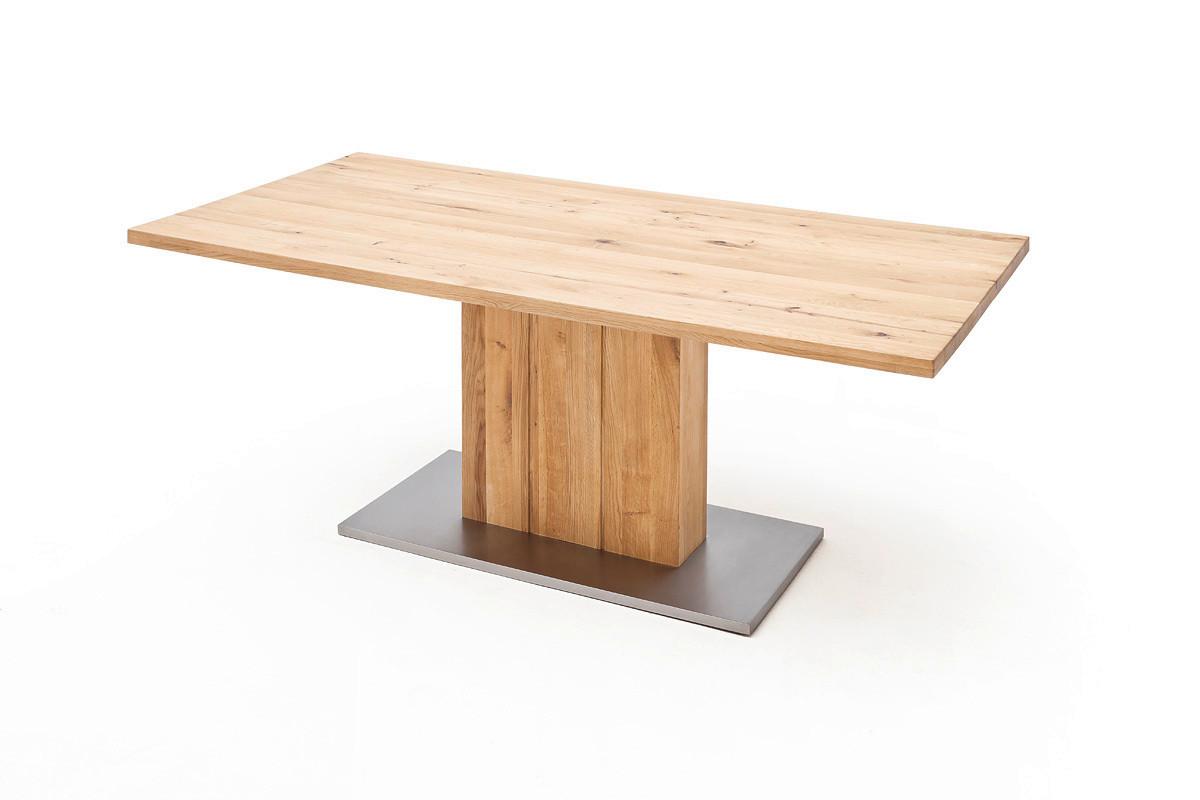 Esstisch Eiche Greta 160x90 cm Eichefarben/Edelstahlfarben - Edelstahlfarben/Eichefarben, Design, Holz/Holzwerkstoff (160/90/77cm) - Livetastic