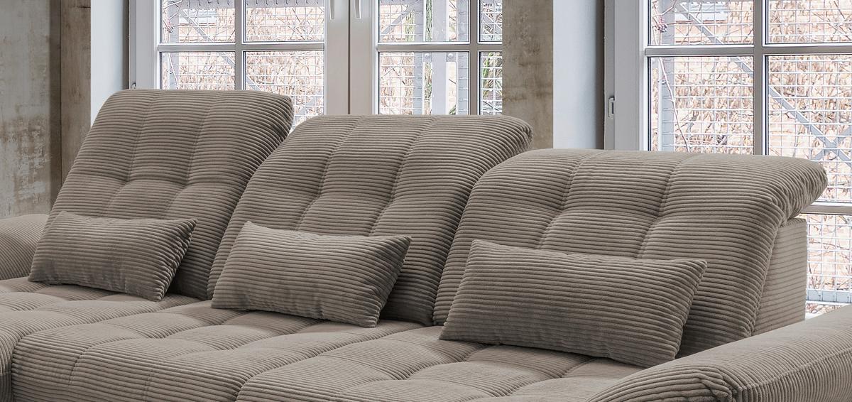 Ecksofa Mit Bettkasten Rigatti Graubraun S: 184x314cm - Graubraun/Schwarz, MODERN, Textil (184/314cm) - Livetastic
