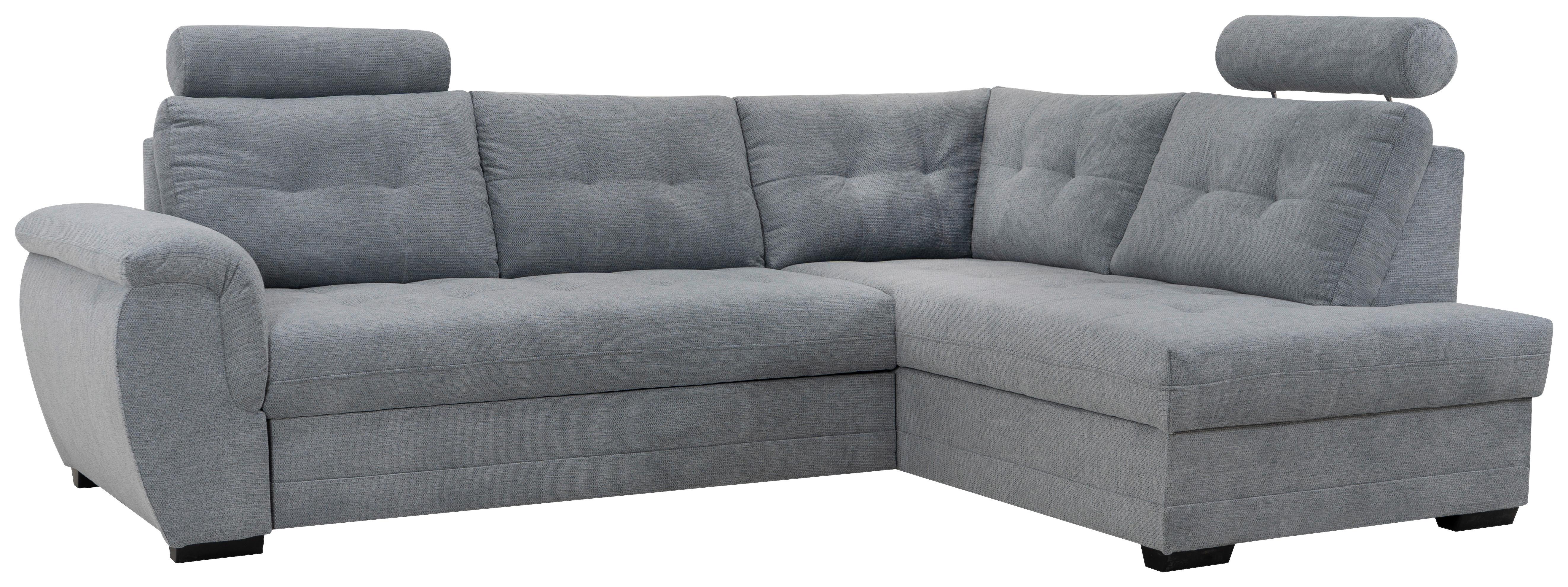 Ecksofa Falco New Grau, Lf: 123x182cm - Schwarz/Grau, KONVENTIONELL, Textil (251/183cm) - Ondega