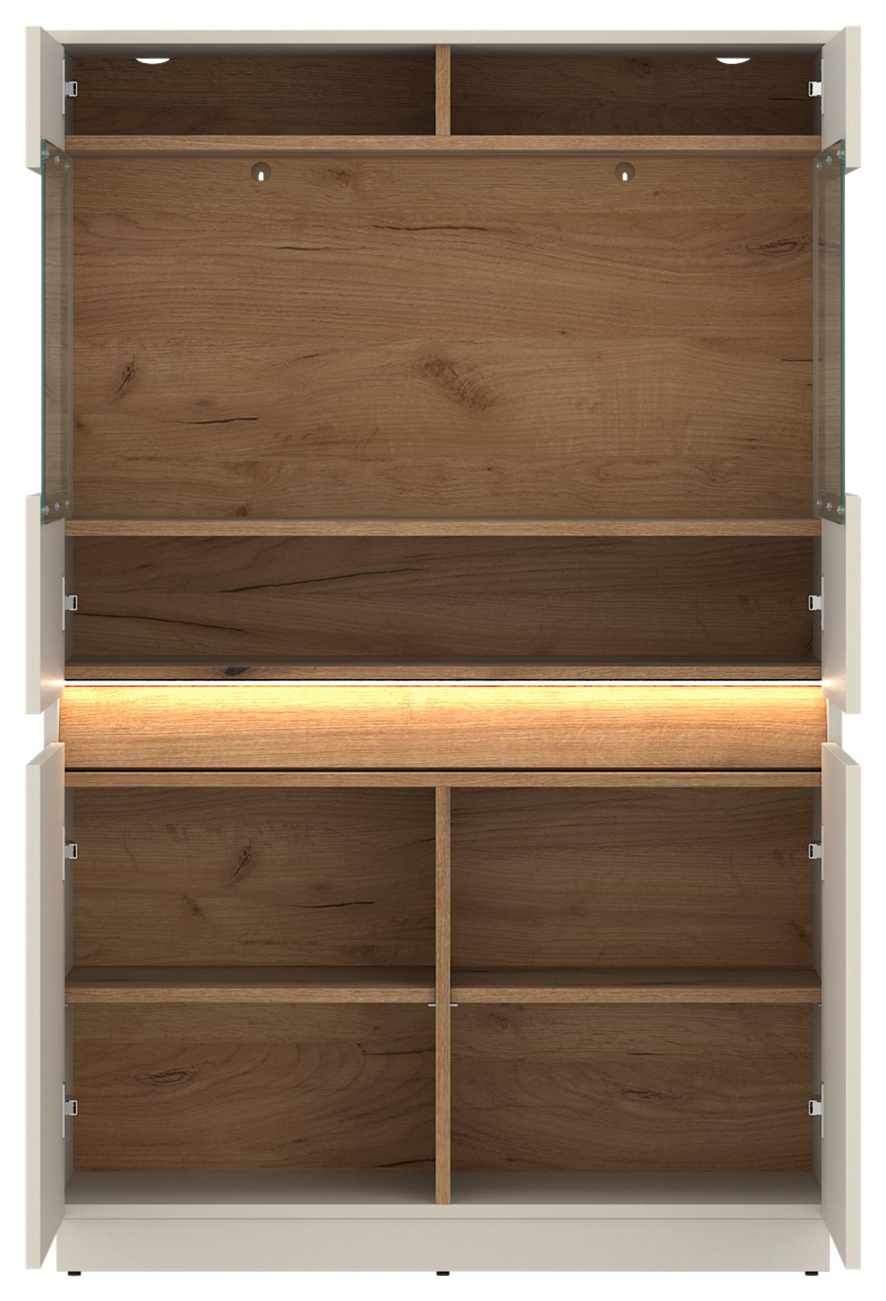 Highboard Samu Kaschmir/Eichefarben B: 90,2cm - Kaschmir, MODERN, Glas/Holzwerkstoff (90,2/140/35cm)