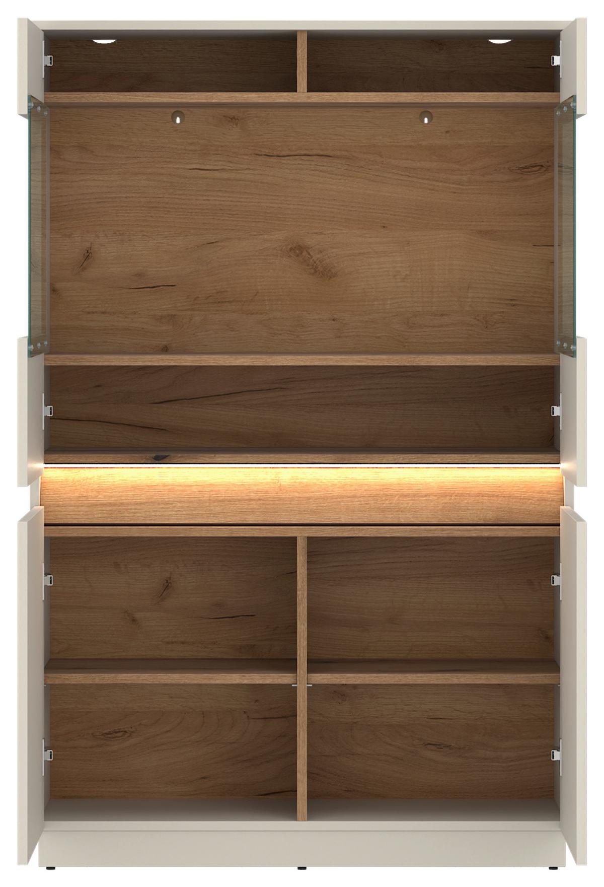 Highboard Samu Kaschmir/Eichefarben B: 90,2cm - Kaschmir, MODERN, Glas/Holzwerkstoff (90,2/140/35cm)