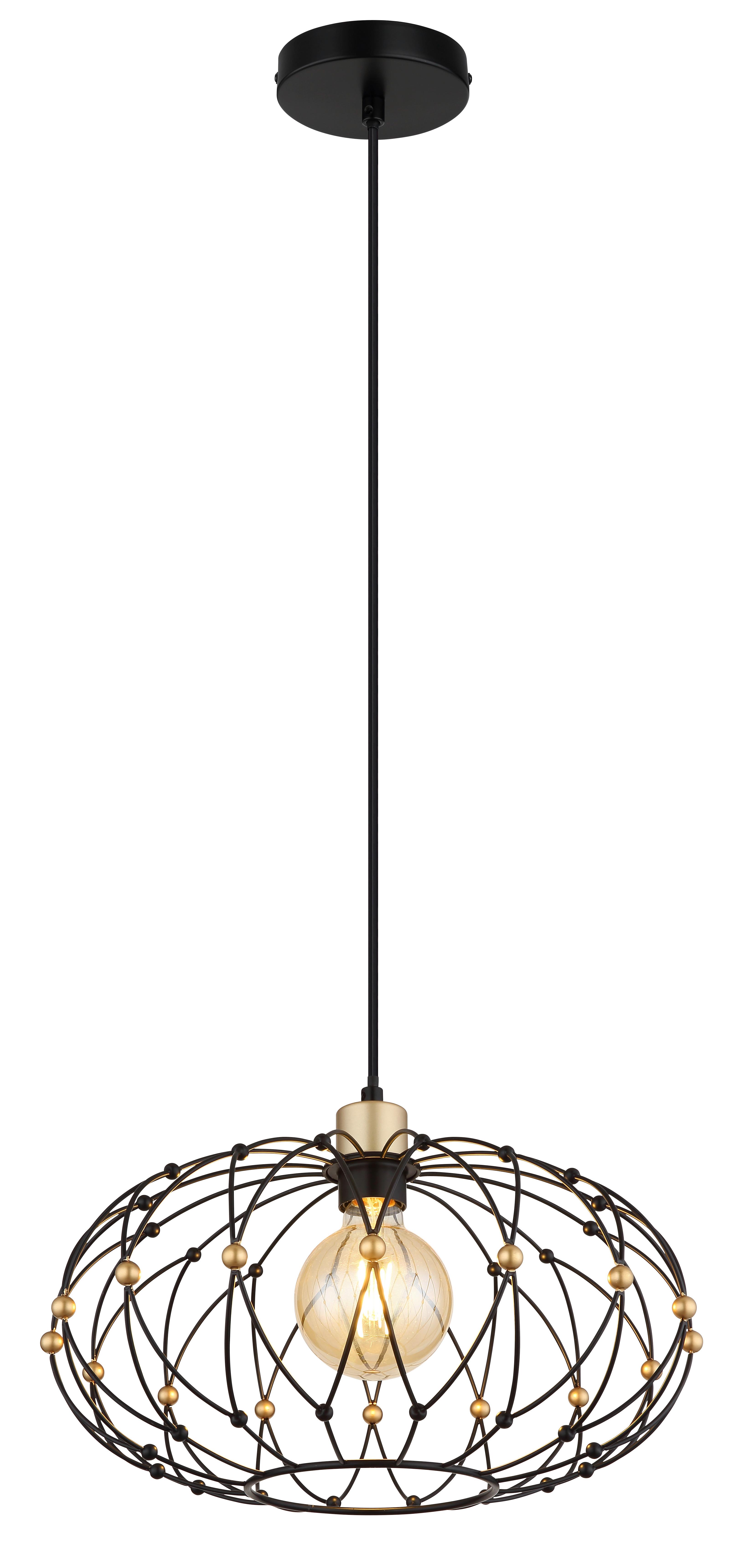 Hängeleuchte Greys Schwarz Goldfarben D: 40 cm - Goldfarben/Schwarz, Design, Kunststoff/Metall (40/150cm) - Globo