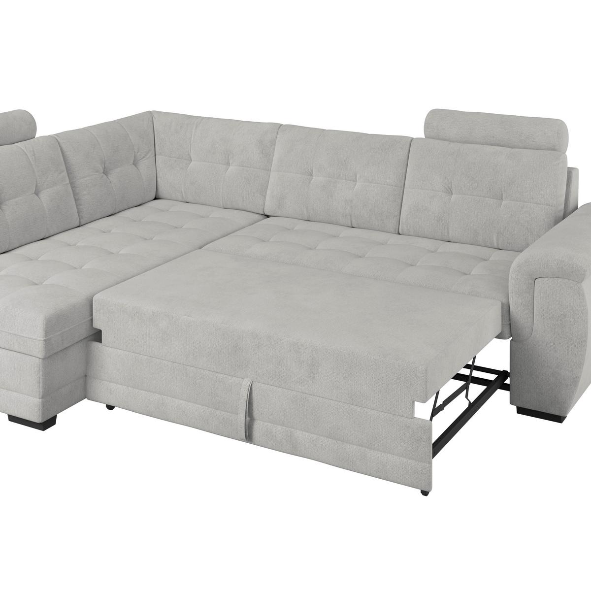 Ecksofa mit Schlaffunktion Falco new Silber 183x251 cm - Silberfarben/Schwarz, KONVENTIONELL, Textil (183/251cm) - Ondega