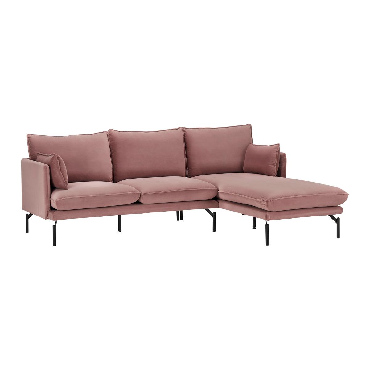 Sedací souprava ROSA ružová - růžová/černá, Moderní, kov/textil (226/84/163cm) - Bessagi Home