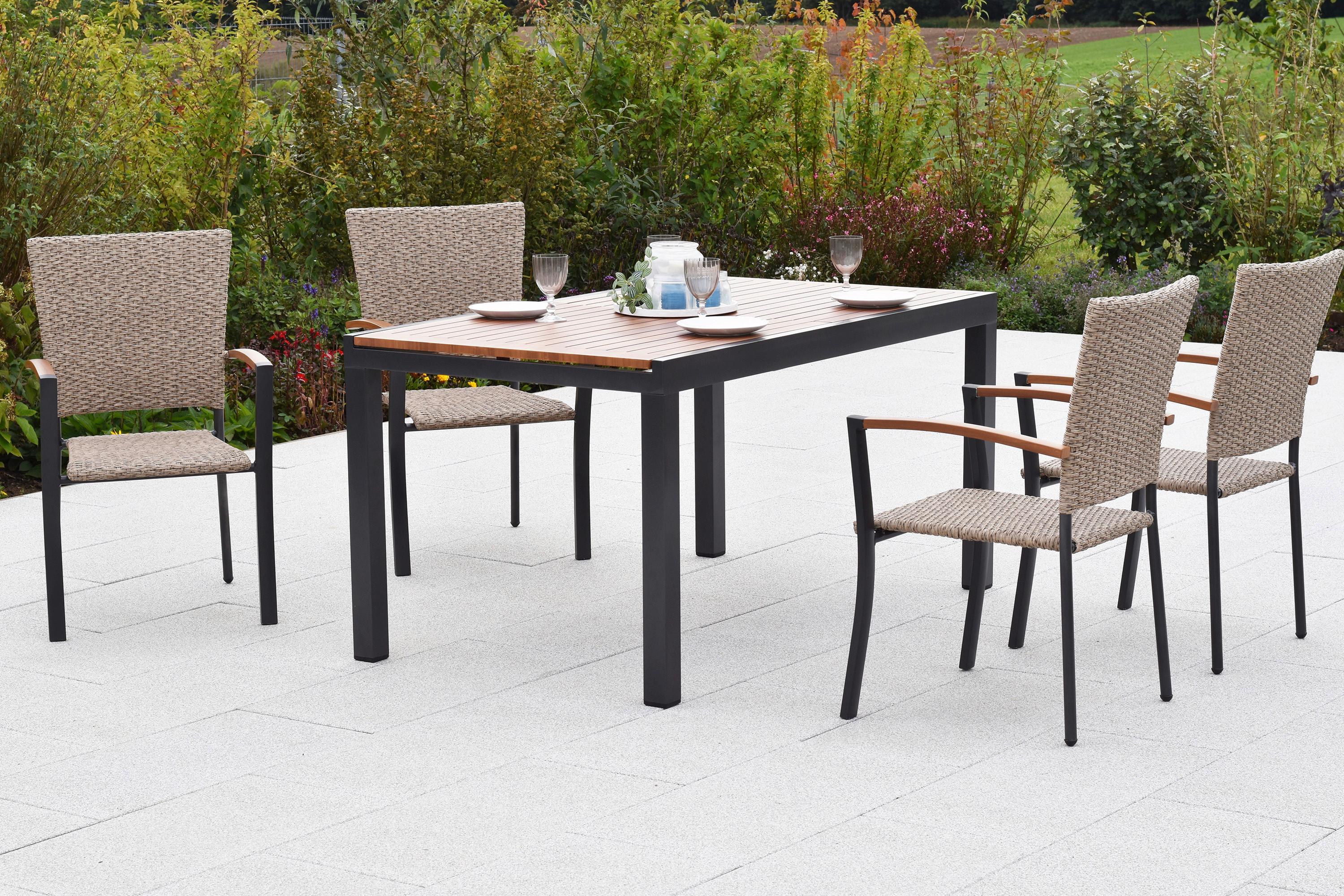 Stapelsessel Teramo 2er-Set - Graphitfarben/Naturfarben, MODERN, Kunststoff/Metall (57/94/56cm) - Gardenson