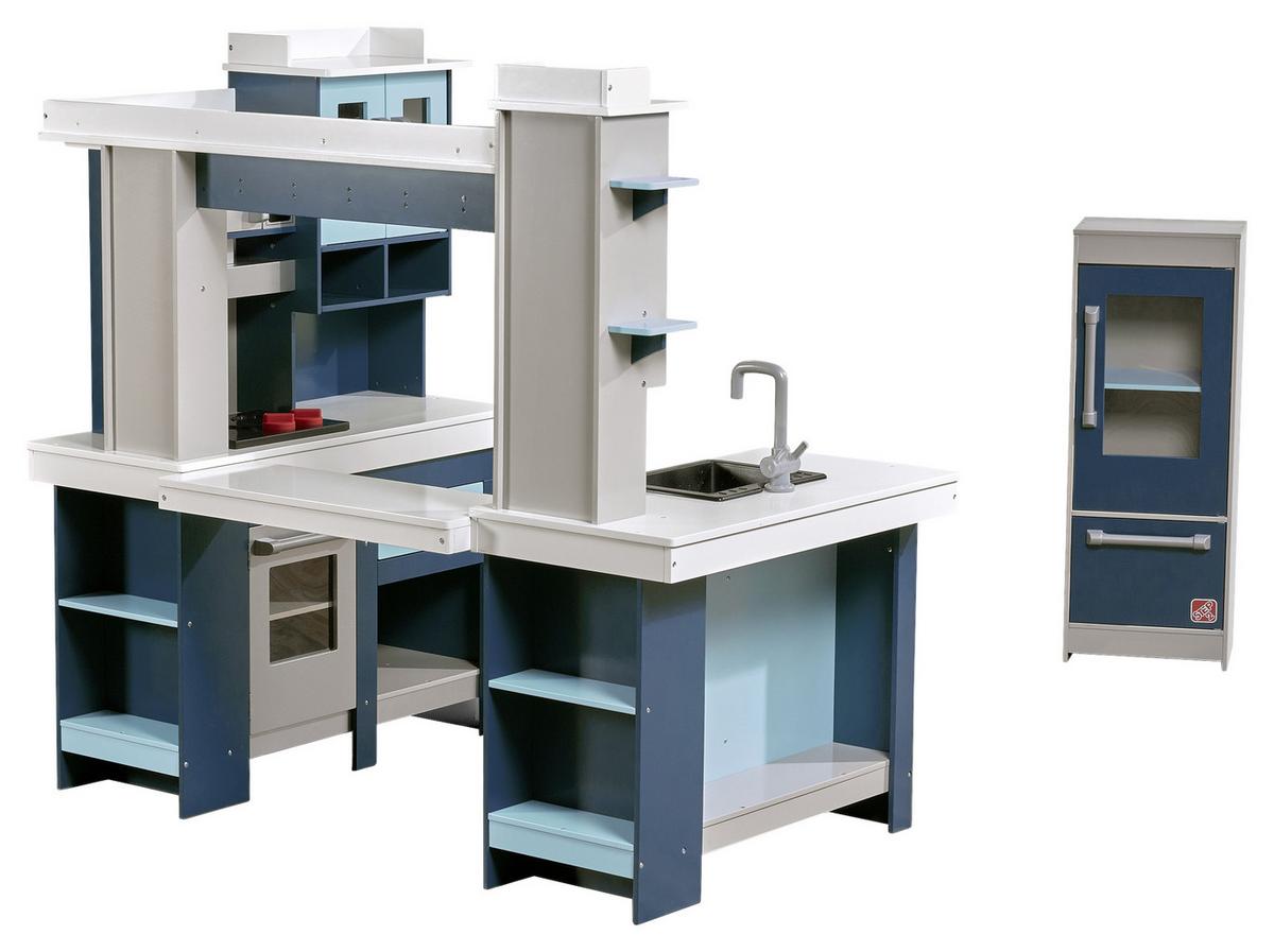 Spielküche Grand Walk-In Kunststoff/Holz Ab 3 Jahren - Blau/Weiß, Basics, Holz/Kunststoff (127/118,7/84cm) - Ambia Garden