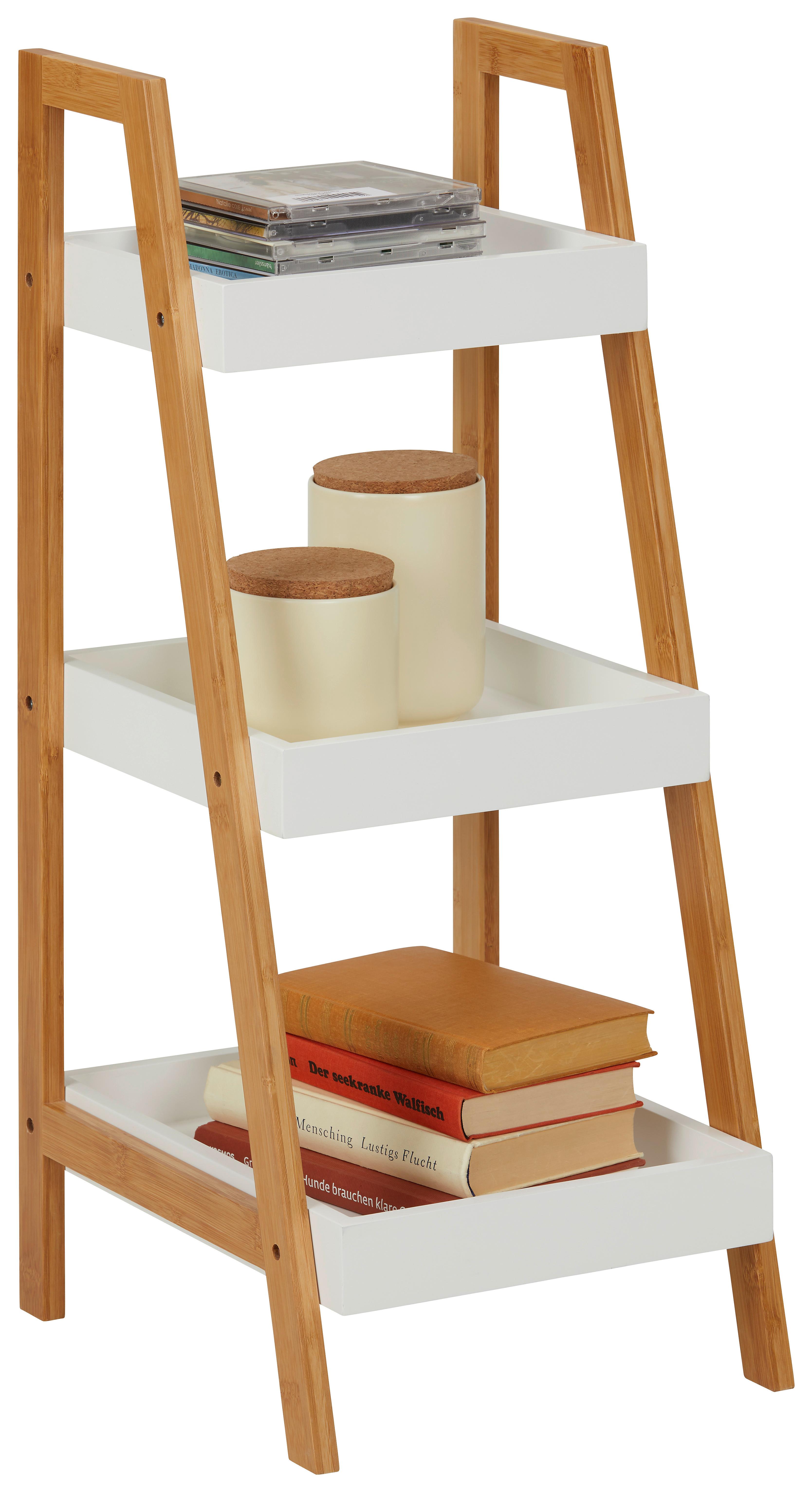 Regál STEP - bílá/přírodní barvy, Moderní, kompozitní dřevo/přírodní materiály (30/75/34,5cm) - Mömax