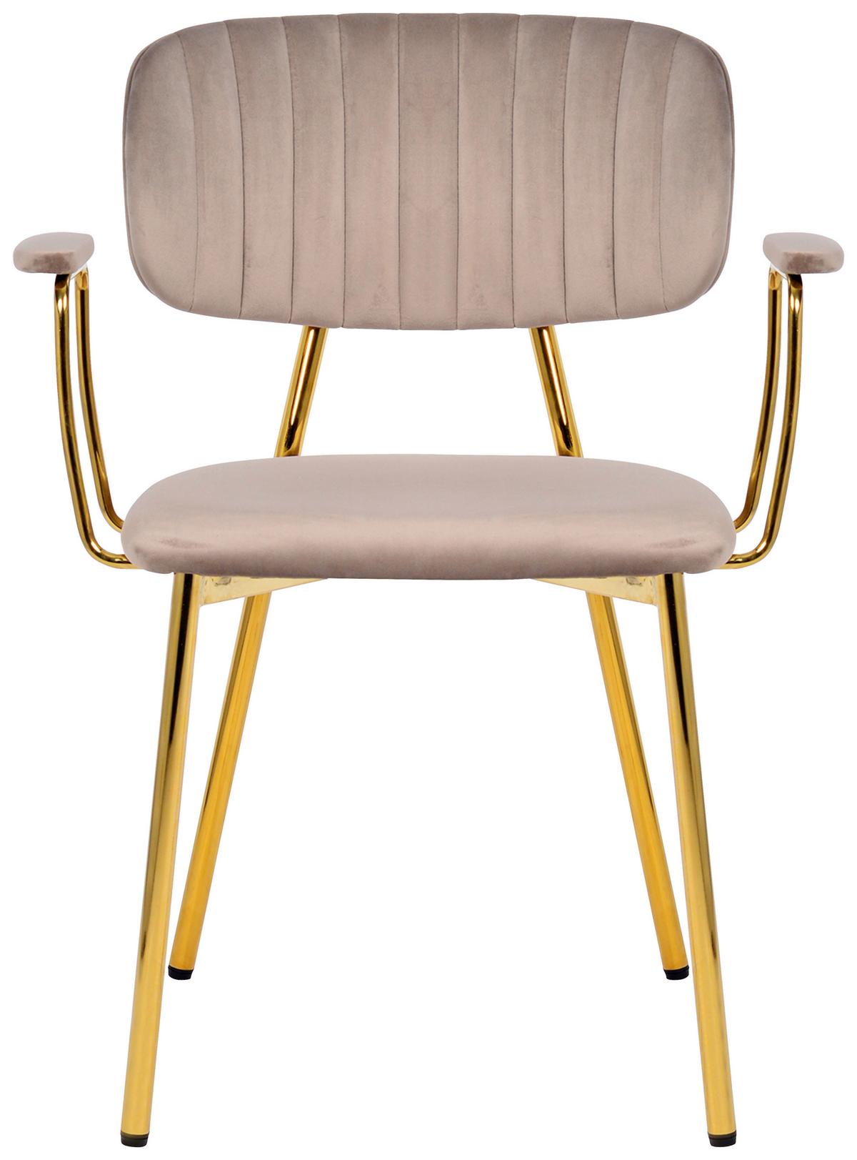 SADA STOLIČIEK S PODRÚČKAMI KIAN - sivohnedá/zlatá, Modern, kov/textil (63/80/51cm) - MID.YOU