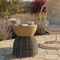 ZAHRADNÍ ODKLÁDACÍ STOLEK NOELIA - černá/přírodní barvy, Moderní, kov/dřevo (45/55/45cm) - Bessagi Garden
