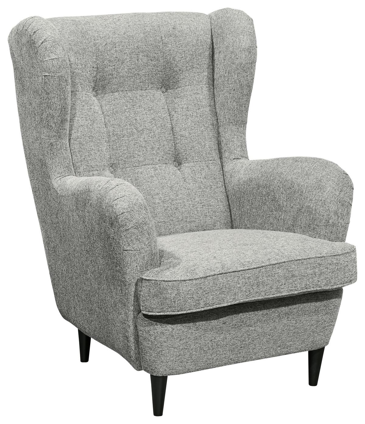 Ohrensessel Oskar Webstoff Silber - Silberfarben/Schwarz, Basics, Holzwerkstoff/Textil (78/102/98cm) - MID.YOU