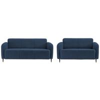 Sitzgarnitur 2-tlg. Marone Blau - Blau/Schwarz, MODERN, Textil (180/76/90cm) - Livetastic
