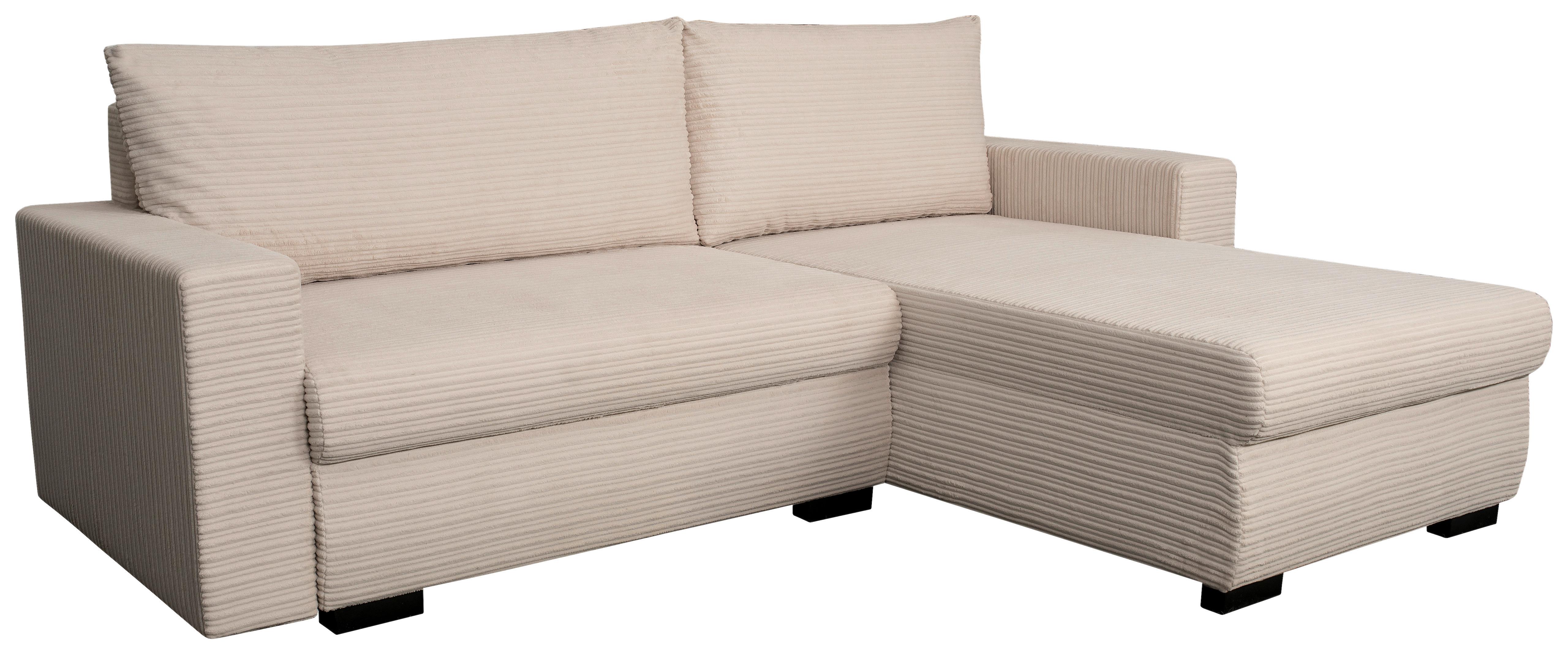 Rohová sedačka GENEVE, oboustranná, béžový manšestr - černá/béžová, Konvenční, textil/plast (225/167cm) - Mömax
