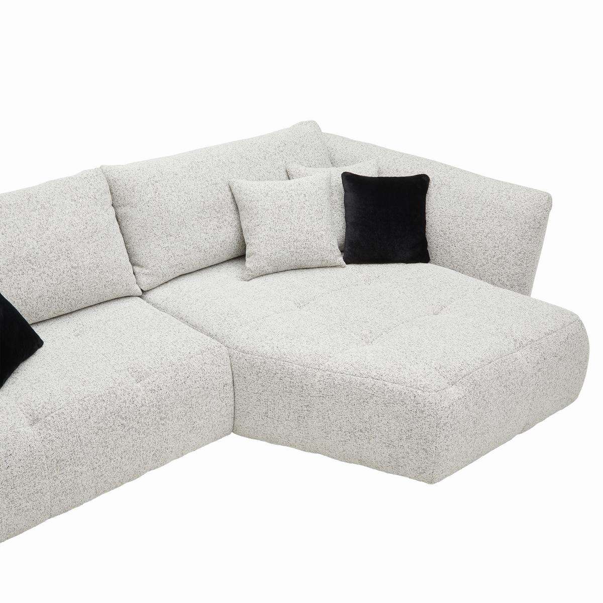 Sedacia súprava BONNY, pravá, béžová / čierna, 5x vankúš - čierna/béžová, Modern, drevo/textil (300/193cm) - Premium Living