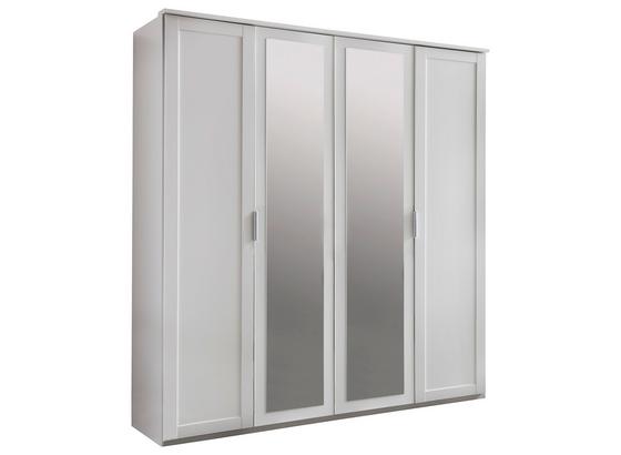 Drehtürenschrank mit Spiegel 180cm Nadja, Weiß Dekor - Weiß, KONVENTIONELL, Glas/Holzwerkstoff (180/210/58cm) - Cantus Drehtürenschrank mit Spiegel 180cm Nadja, Weiß Dekor - Weiß, KONVENTIONELL, Glas/Holzwerkstoff (180/210/58cm) - Cantus
