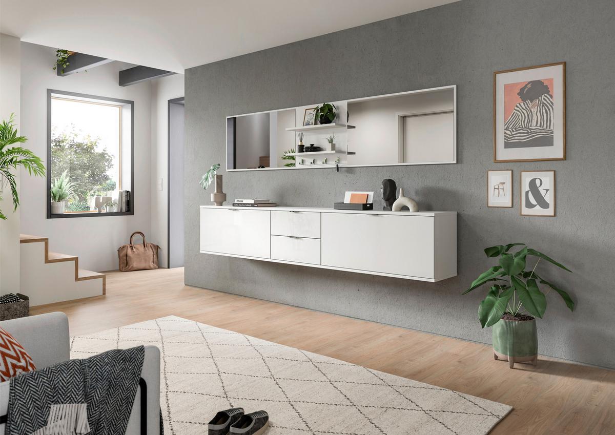 Garderobe Projekt X Weiß B: 236 Cm - Weiß Hochglanz/Weiß, Design, Holzwerkstoff (236/193/32cm) - Livetastic