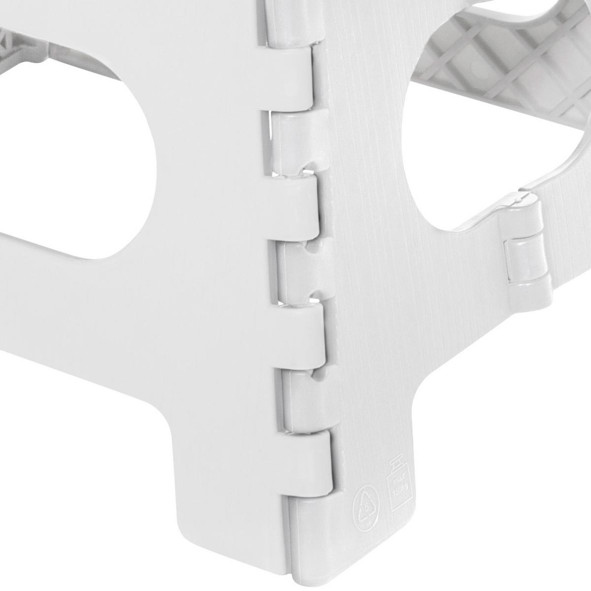 Tritthocker One Step Klappbar, H: 22 cm - Weiß/Grau, Basics, Kunststoff (34,5/22/27,5cm)