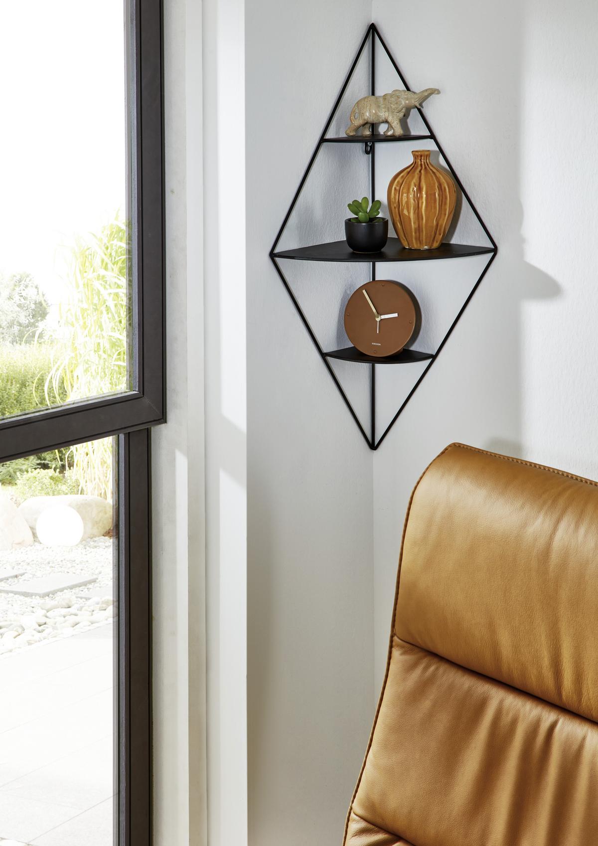 ROHOVÝ REGÁL LEICESTER - černá, Moderní, kov (36/70/26cm) - Mömax