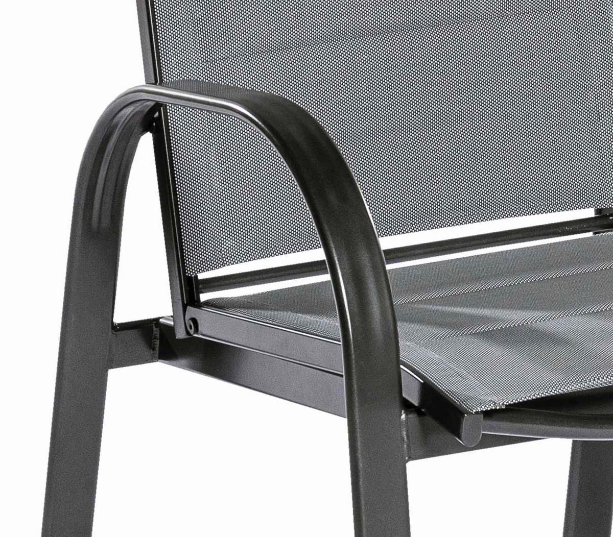 Gartensessel 2er-Set Marini Metall/Textil Grau - Graphitfarben/Grau, KONVENTIONELL, Textil/Metall (57/110/73cm) - Gardenson