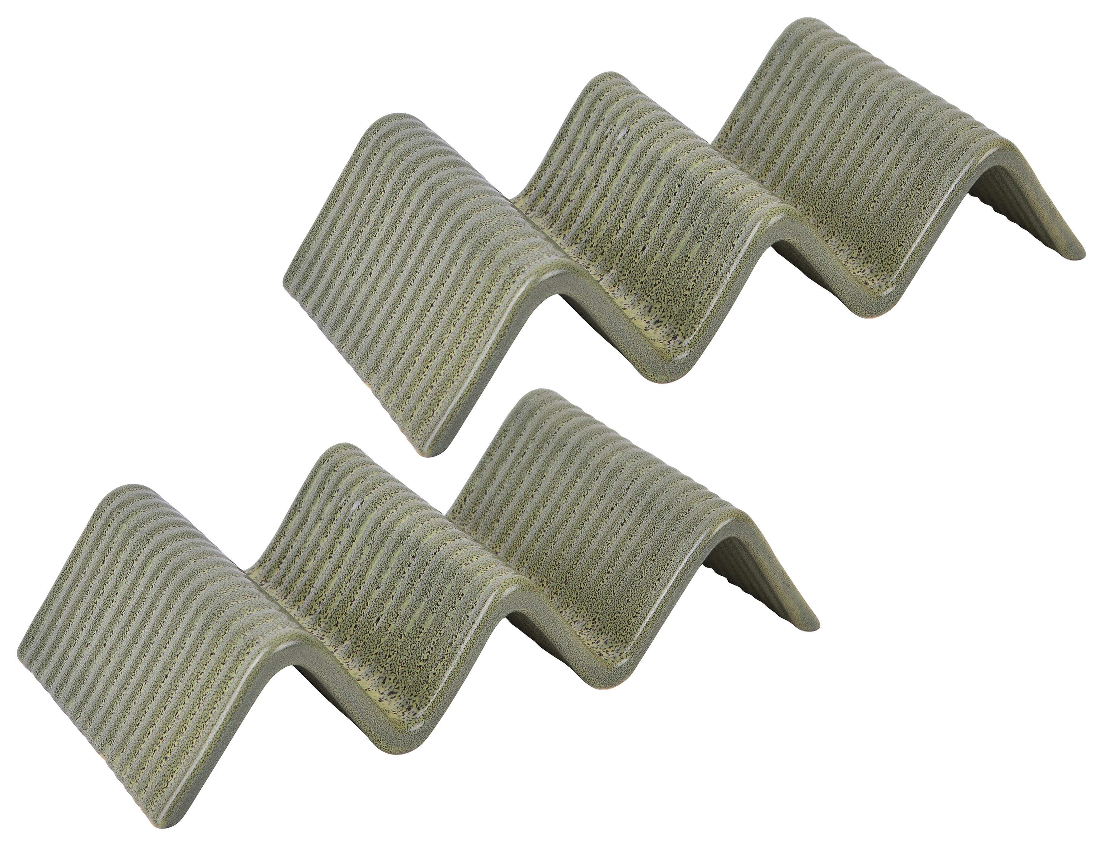 Servierschalenset Aus Keramik Street, 22x10,5 Cm, 2--Teilig. - Grün, Basics, Keramik (22/10,5cm) - Creatable