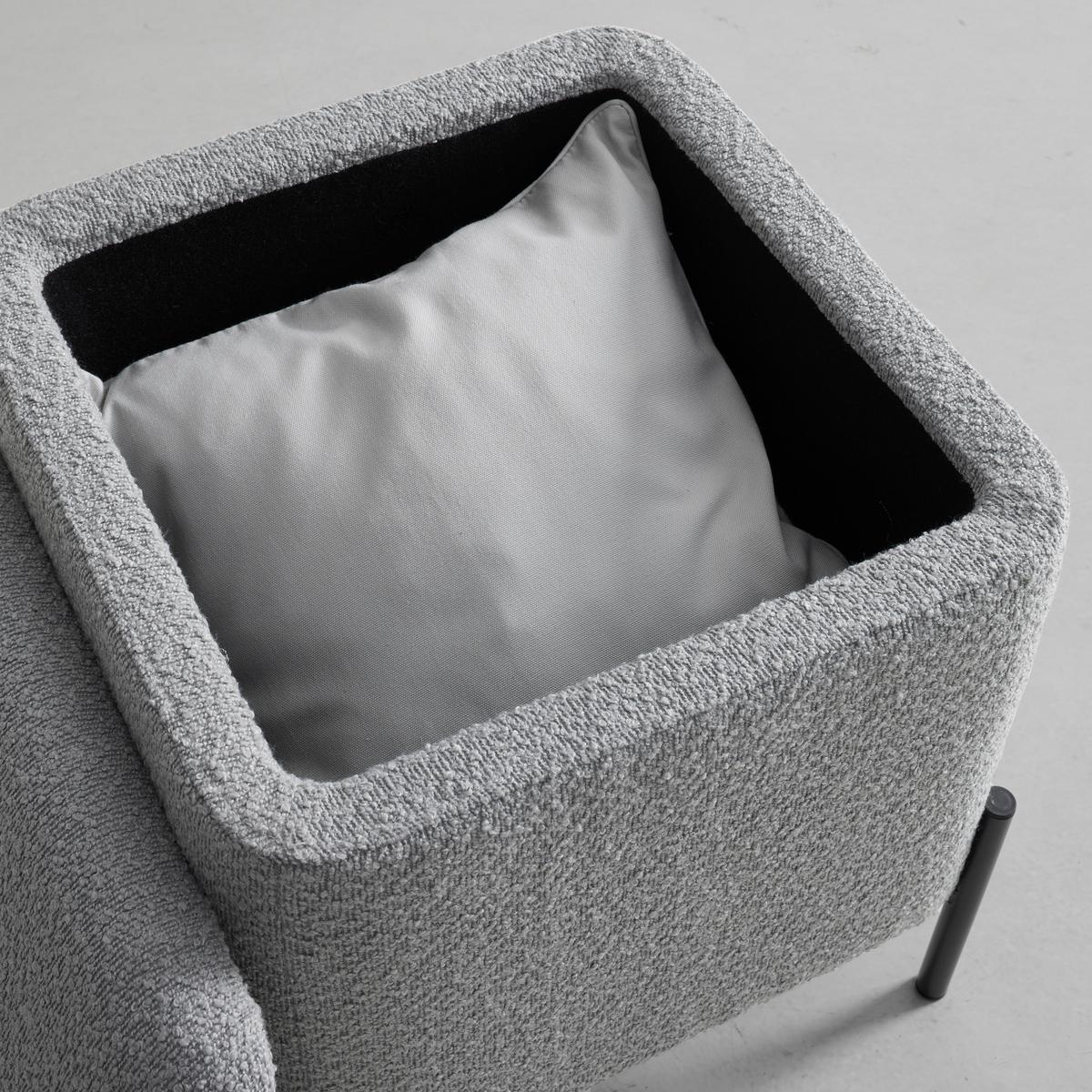 Taburet s úložným priestorom MIXO - čierna/sivá, Modern, kov/kompozitné drevo (43/50/43cm) - Mömax