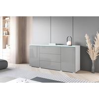 ŠIROKÁ KOMODA VERA 150 - sivá farba s vysokým leskom/sivá, Trend, kompozitné drevo/plast (150/67,9/39,5cm)