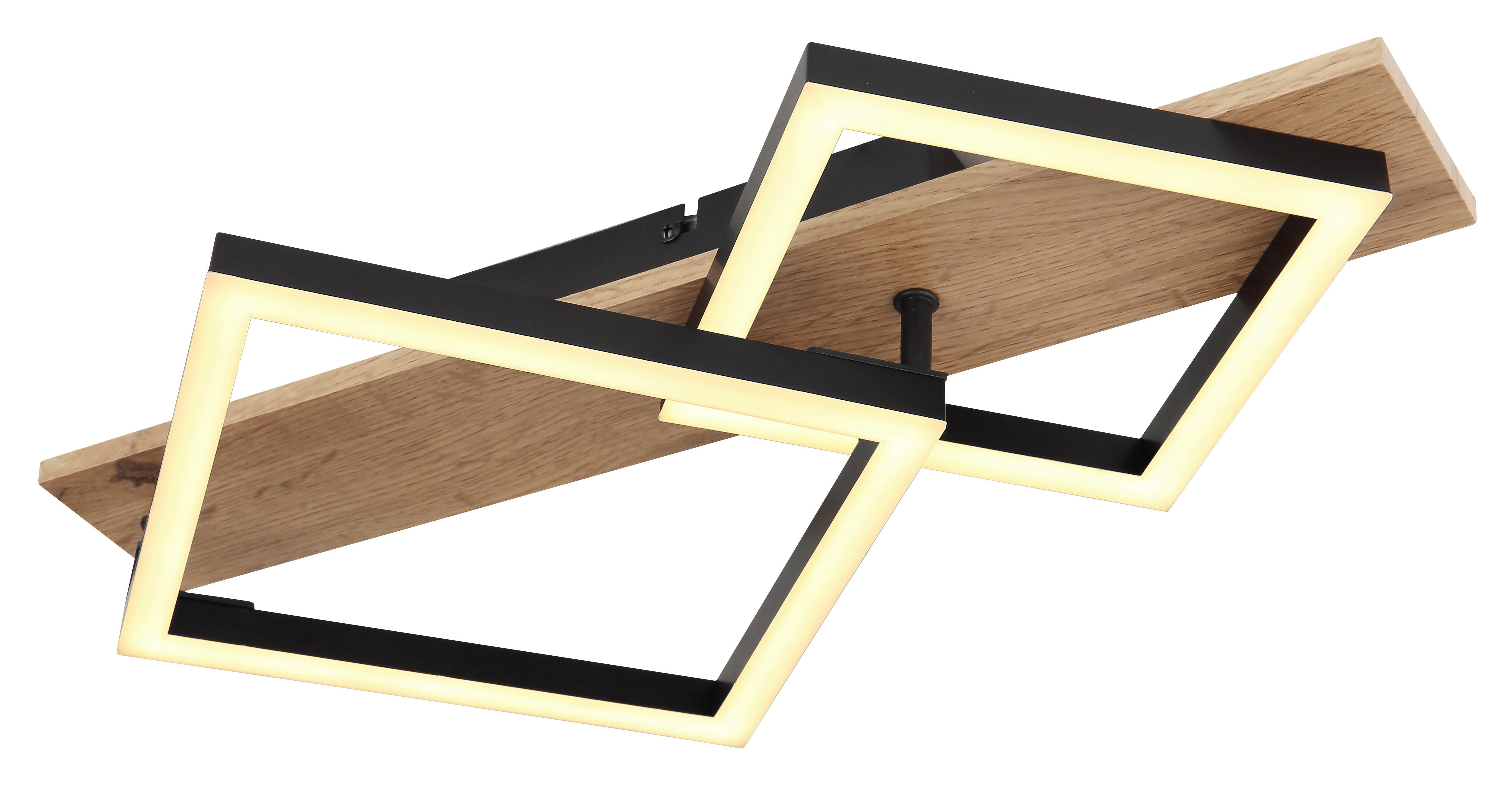 LED-DECKENLEUCHTE WENZEL - Opal/Schwarz, MODERN, Holz/Kunststoff (47,5/31/8,5cm) - Luca Bessoni
