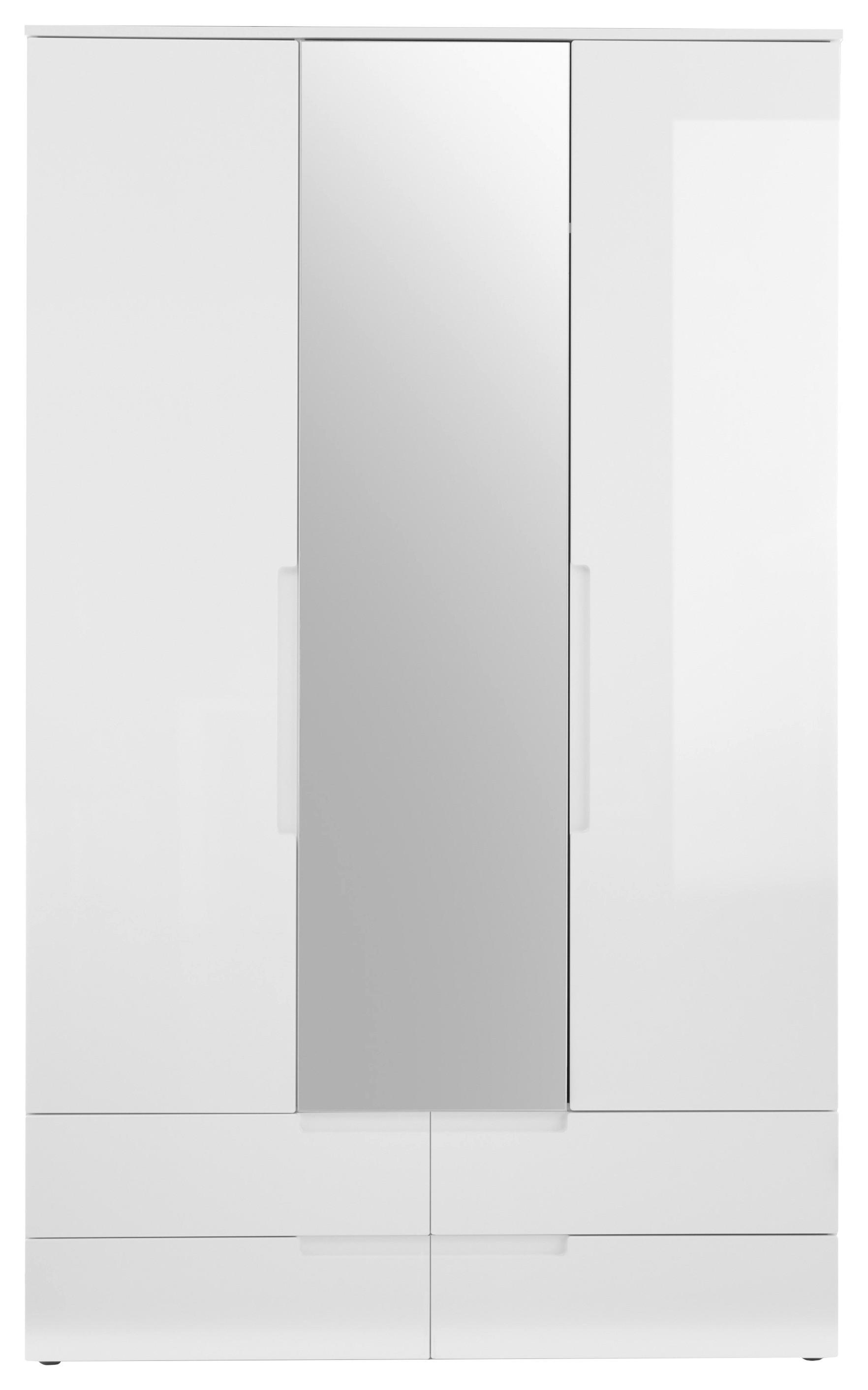 Skříň S Otočnými Dveřmi Fun - bílá/vysoce lesklá bílá, Konvenční, kompozitní dřevo/sklo (126/208/57cm) - Modern Living