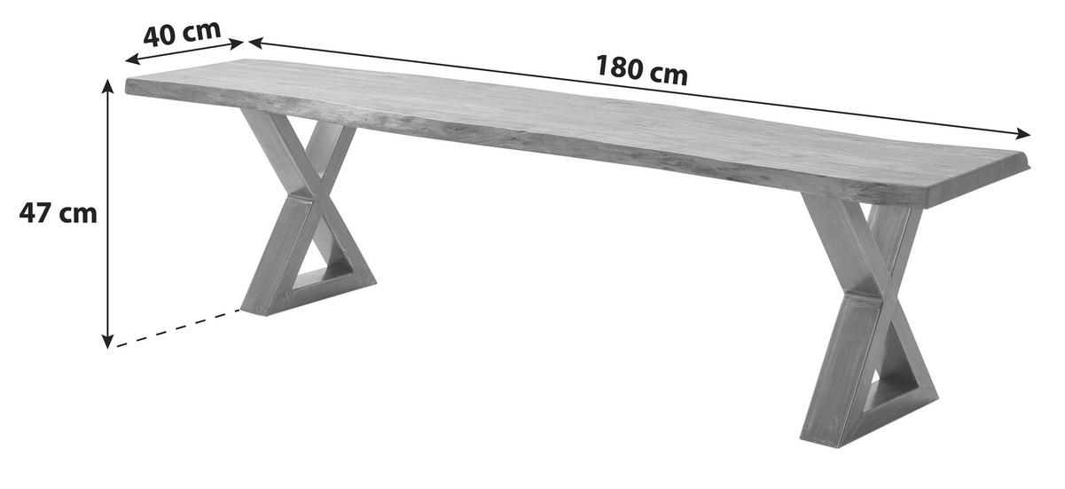 Sitzbank Holz Massiv Akazie / Schwarz Calabria B: 180 Cm - Akaziefarben, MODERN, Holz (180/47/40cm)