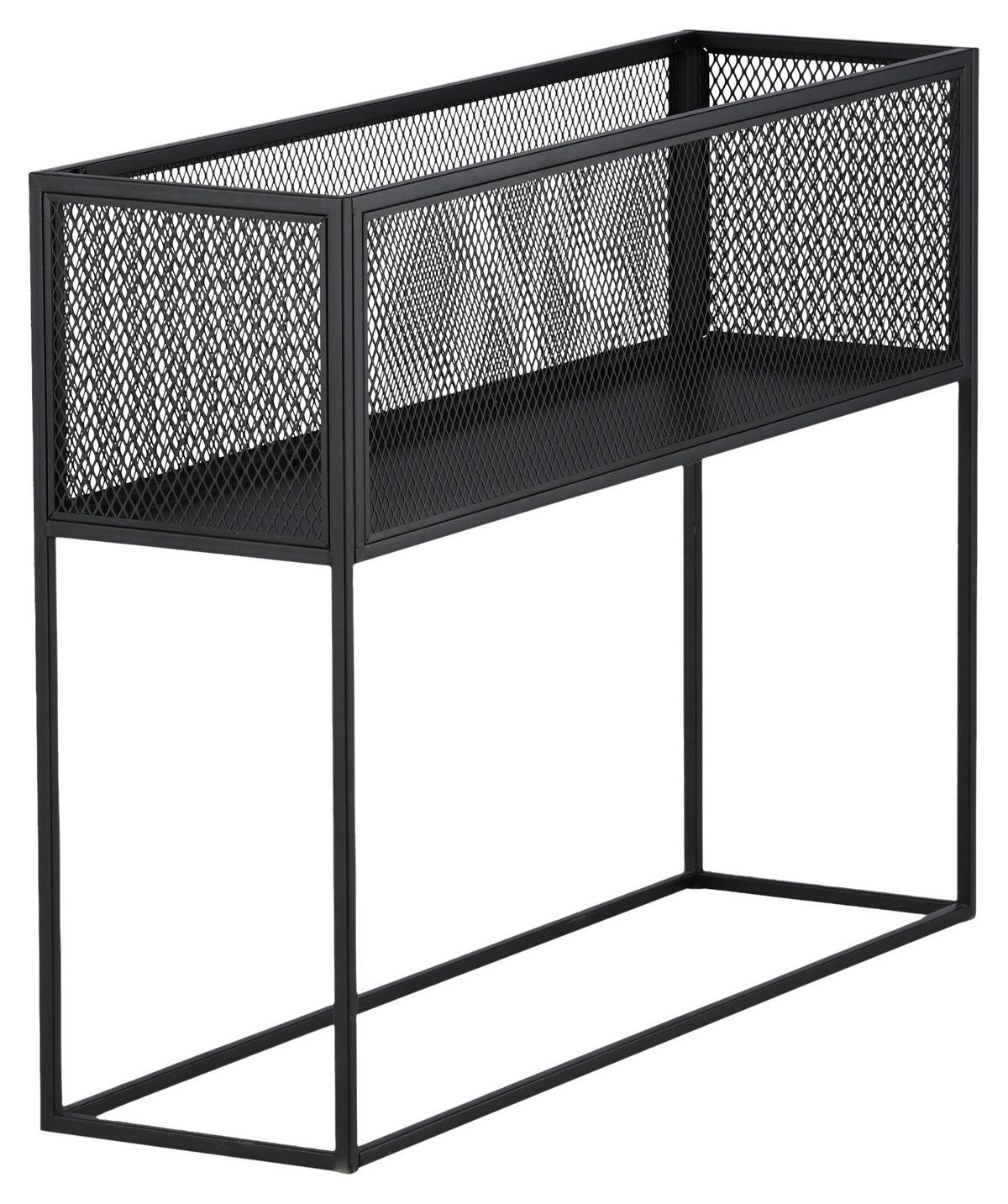 Bücherwand Netz - Schwarz, Design, Metall (110/80/30cm) - Livetastic
