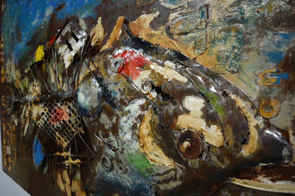 Metallbild Fisch Rostfarben, B: 80 cm - Rostfarben, LIFESTYLE, Metall (80/120/5cm) - Kayoom