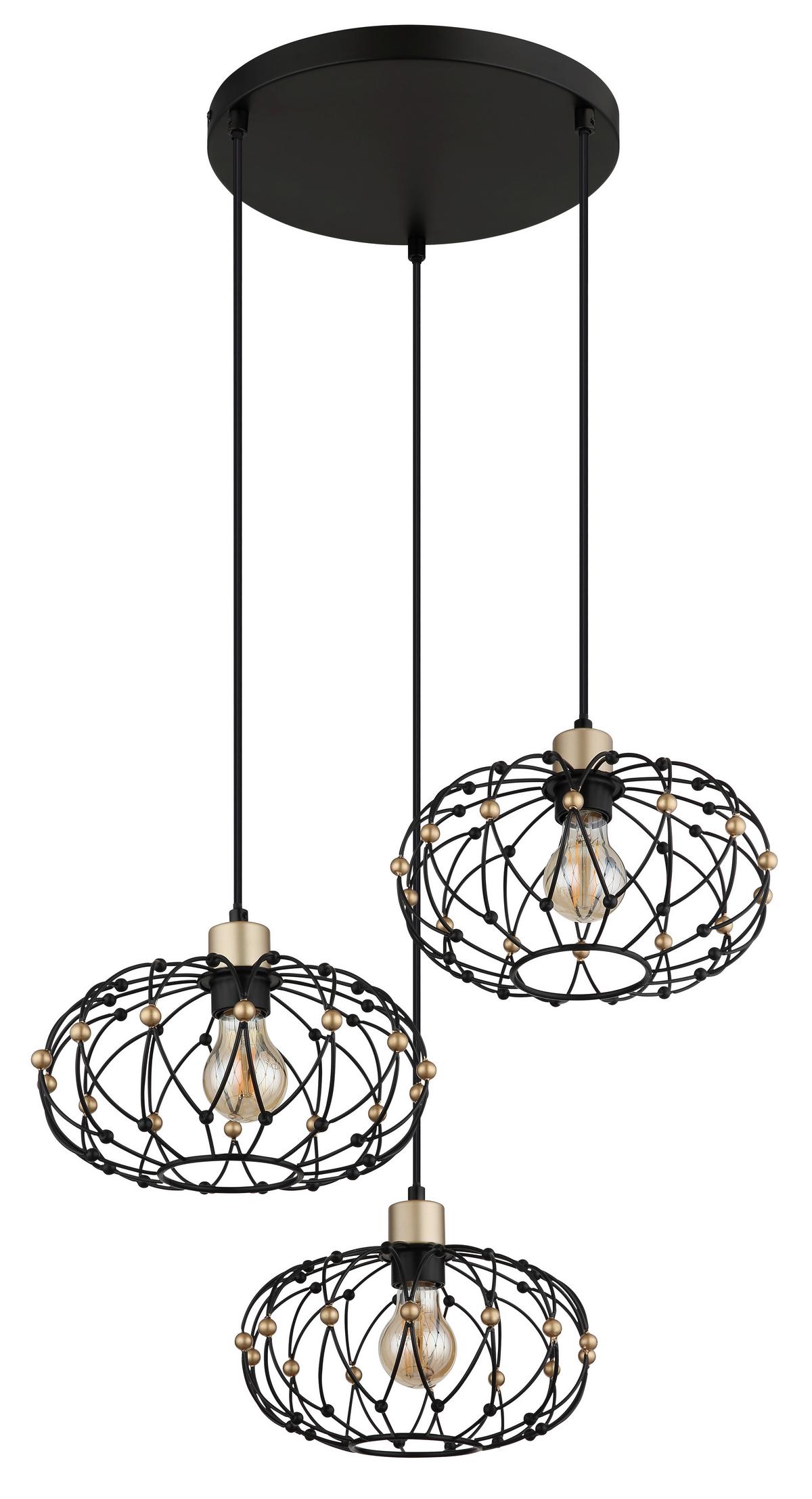 Hängeleuchte Greys Schwarz Goldfarben D: 54,9 cm - Goldfarben/Schwarz, Design, Kunststoff/Metall (54,9/150cm) - Globo