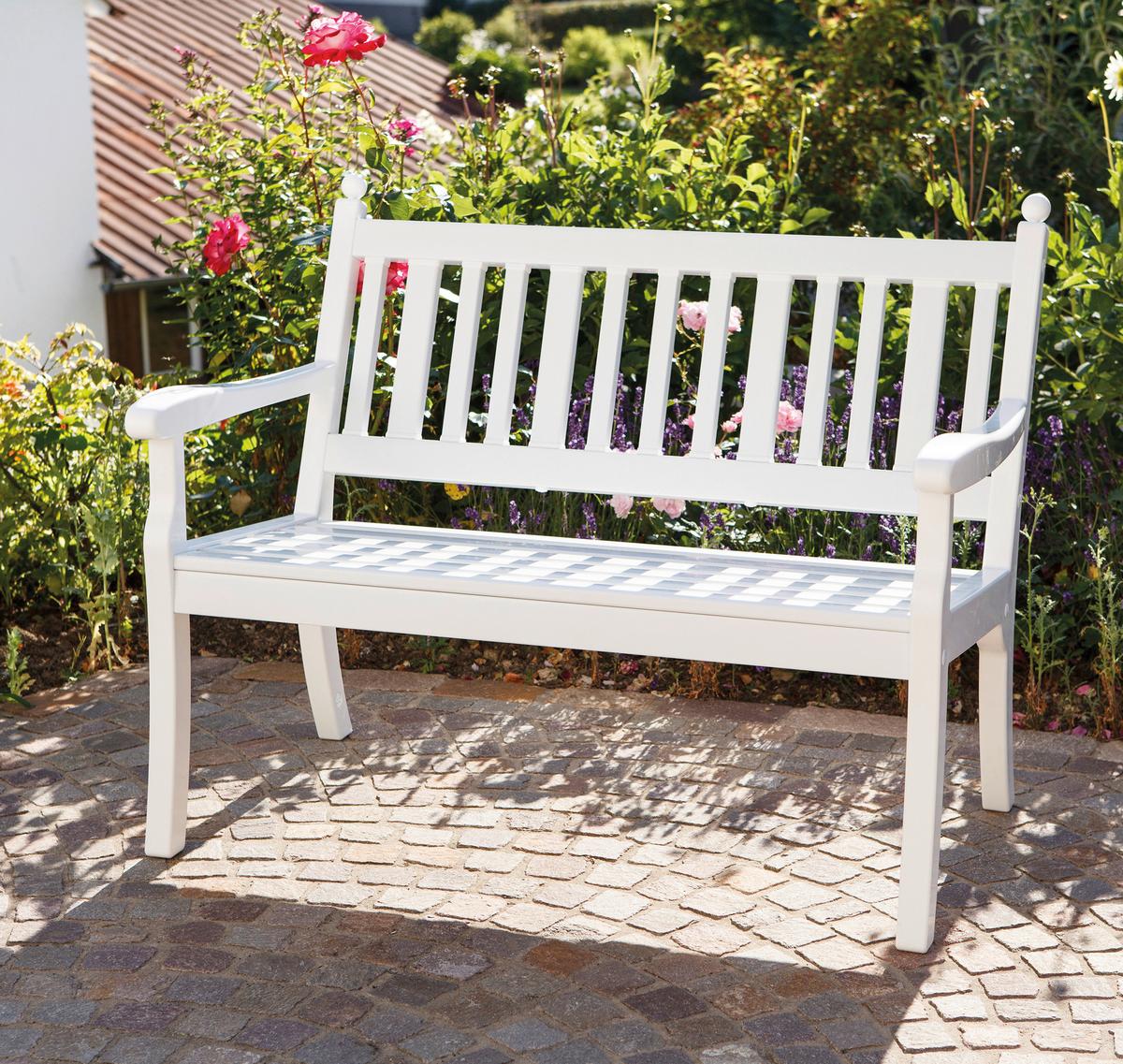 Gartenbank Holz 877510 2-Sitzer - Weiß, MODERN, Kunststoff (115/88/69cm) - Gardenson