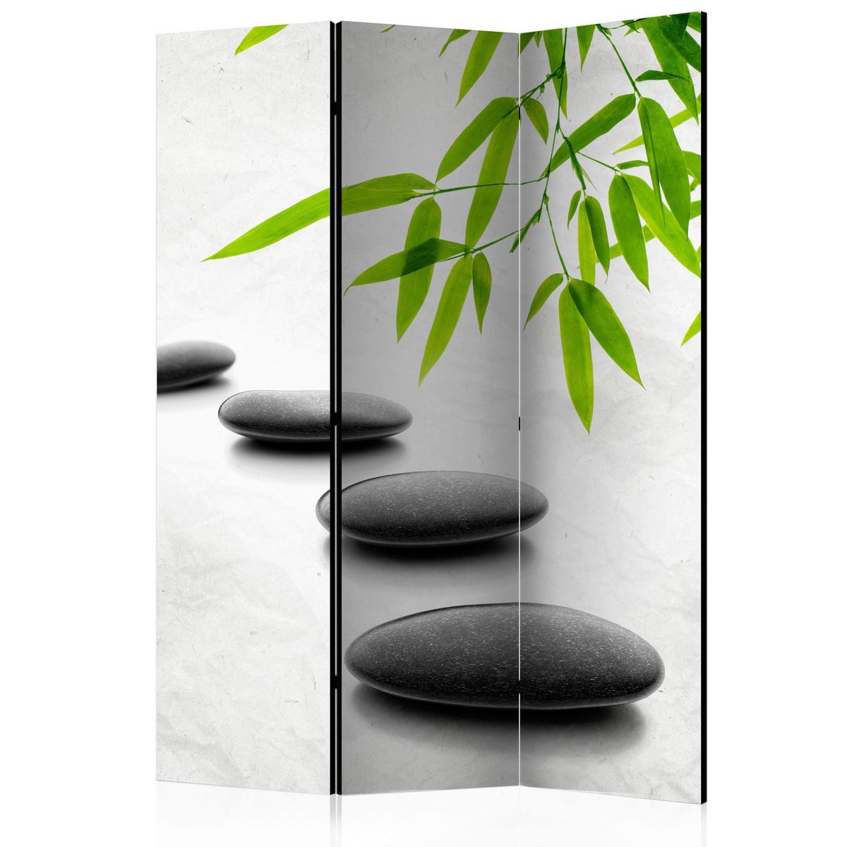 Paravent Grün Grauweiß B: 135 Cm - Grauweiß/Grün, MODERN, Holz/Textil (135/172/3cm) - artgeist