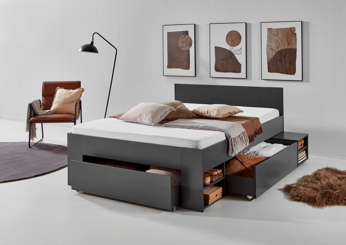 Ágykeret Azurro 140/200 Cm - antracit, Modern, faalapú anyag (140/200cm)