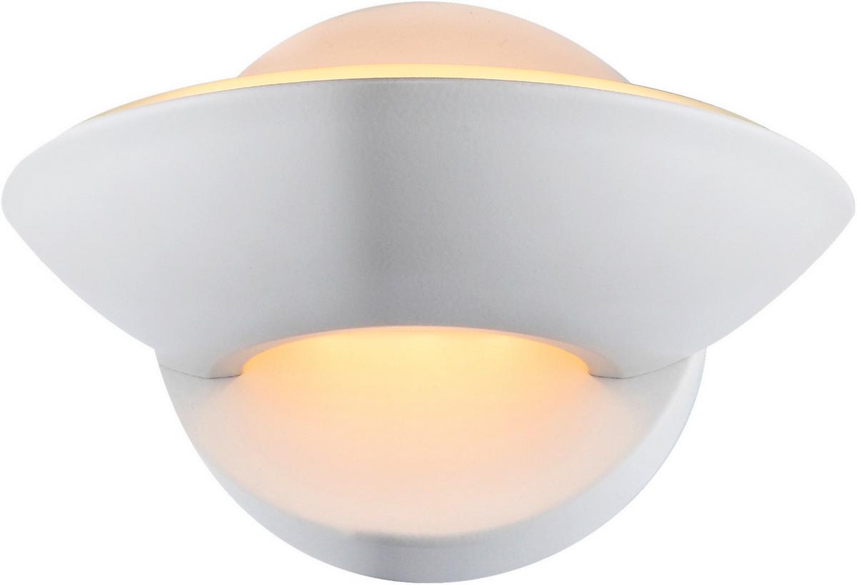 Led-wandleuchte 1-flammig Halbrunde Form Weiß - Weiß, Design, Glas/Metall (16,5/11cm) - Globo