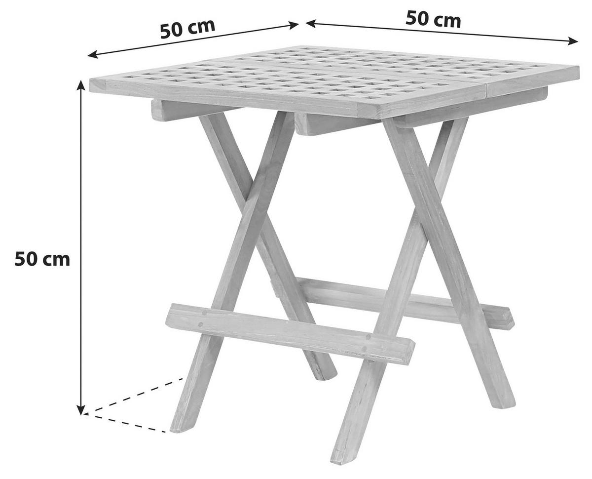 Gartenbeistelltisch Klappbar, Woodie aus Teakholz B: 50 cm - Teakfarben, Basics, Holz (50/50/50cm) - Gardenson