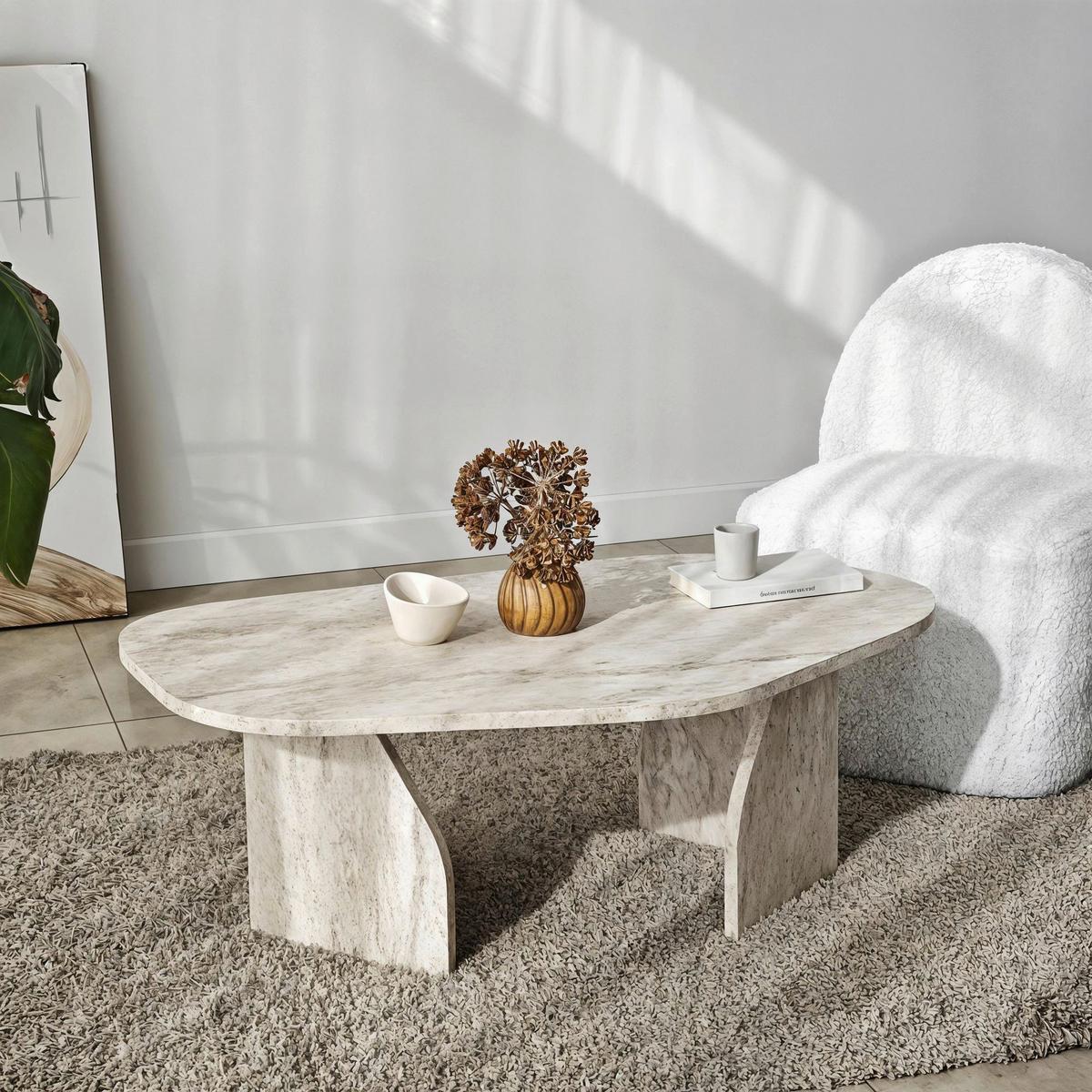COUCHTISCH Travertine B: 100cm - Beige, MODERN, Holzwerkstoff (100/35/60cm)