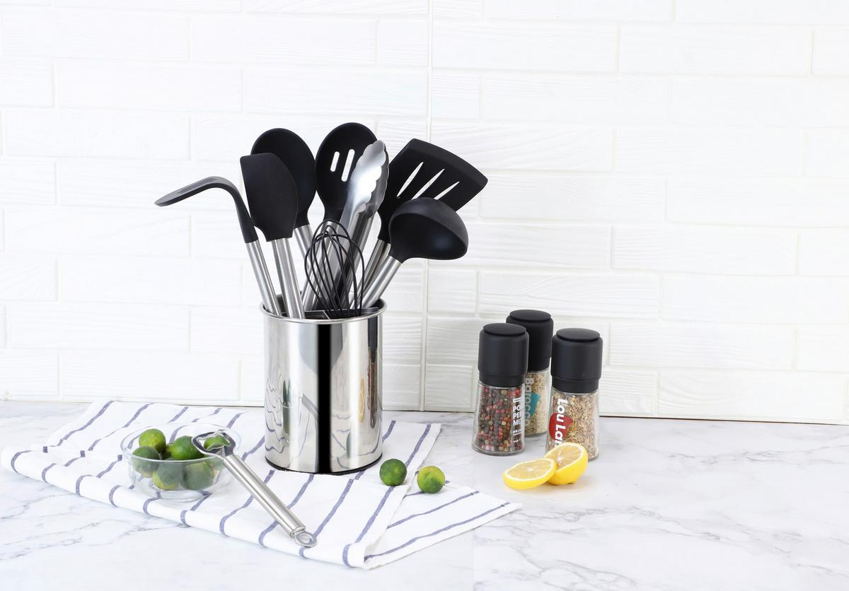SADA KUCHYŇSKÉHO NÁČINÍ EW-KS-1003 - černá/barvy stříbra, Basics, plast (13cm) - Echtwerk