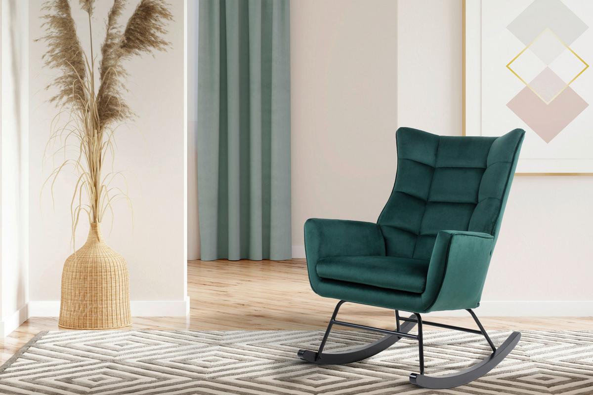 Schaukelstuhl Bryana 125 Grün, 68x97x88 cm - Grün, Design, Holz/Kunststoff (68/97/88cm) - Kayoom