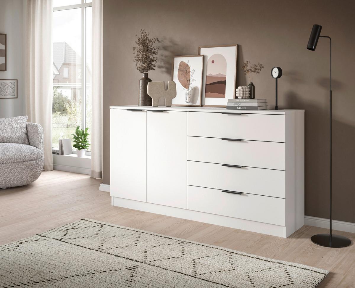 Tálalószekrény Kopenhagen - fehér, Design, faalapú anyag (148/80/35cm) - Livetastic