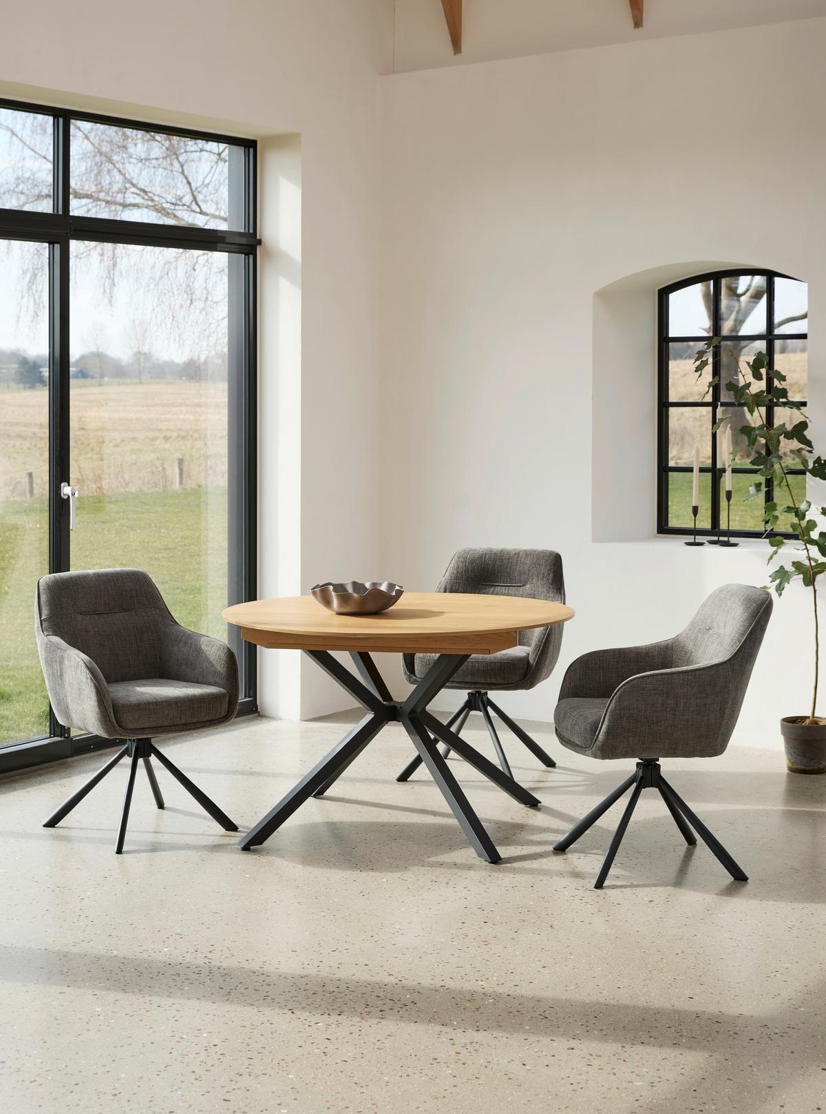 Esstisch Cesura Eichefarben, L: 120 Cm - Eichefarben/Schwarz, MODERN, Holzwerkstoff/Metall (120/120/75cm) - Livetastic