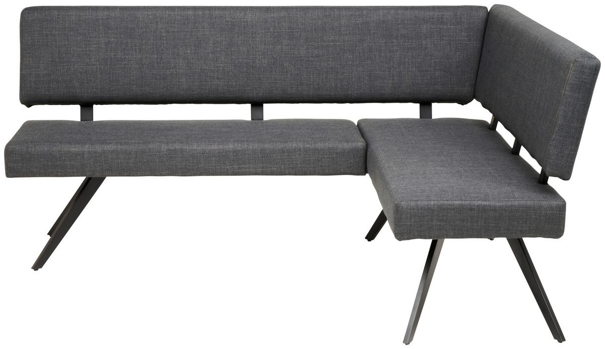 Eckbank Andros - Dunkelgrau/Schwarz, KONVENTIONELL, Textil/Metall (190/150cm) - MID.YOU
