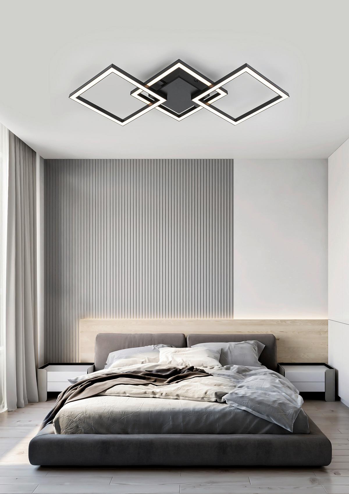 STROPNÍ LED SVÍTIDLO RAUTA - černá, Moderní, plast (63/27,5/4,5cm) - Mömax