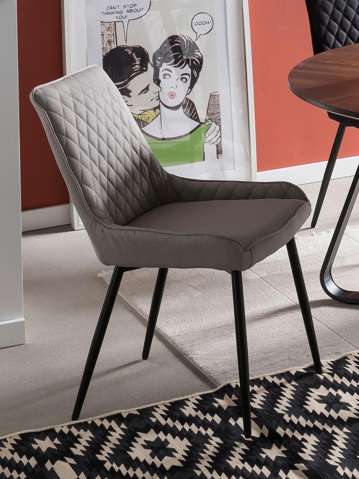 Stuhl-set Hellgrau, B: 52cm - Hellgrau/Schwarz, Design, Textil/Metall (52/86/56cm) - Livetastic