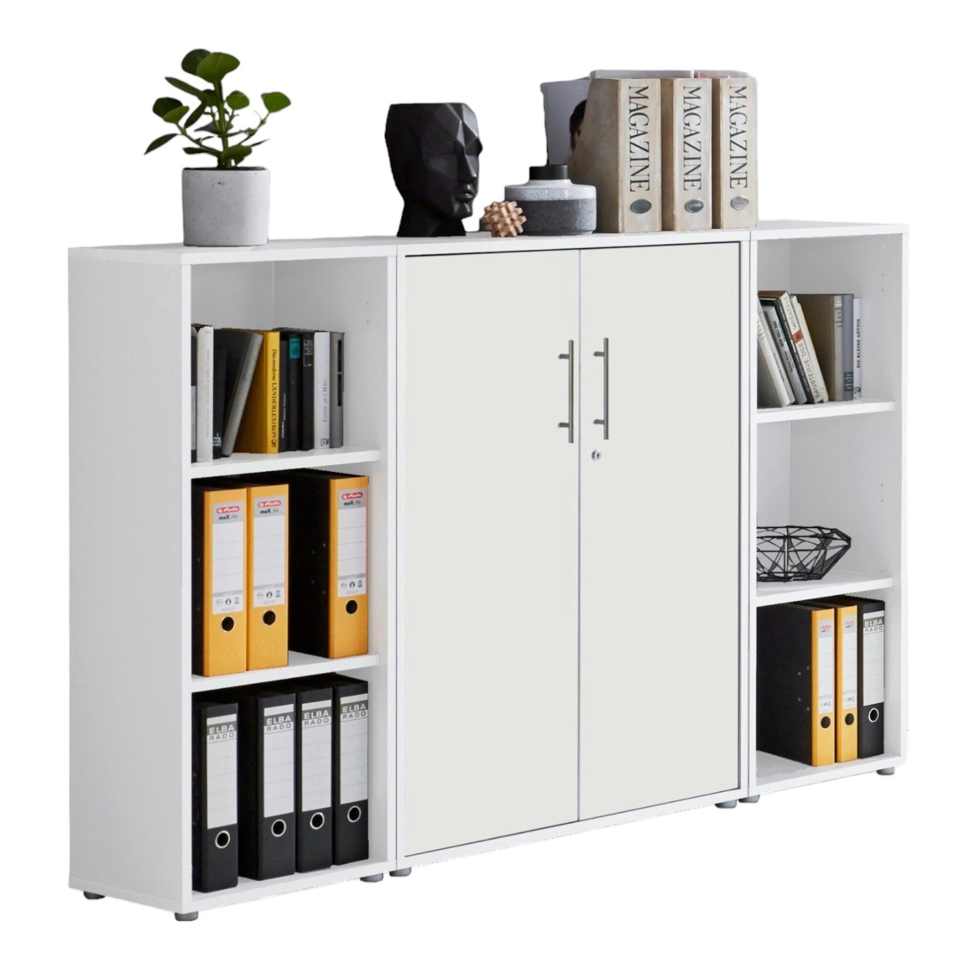 Office Edition B: 173 cm Weiß - Weiß, MODERN, Holzwerkstoff (173/114/33cm) - MID.YOU